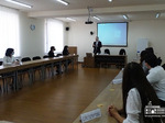 Professor Petr Kratochvil delivers the first lecture of "Introduction to International Relations" course.